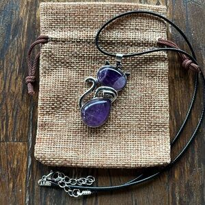 Cat Necklace Cat Jewelry Amethyst Cat Pendant Gift For Girlfriend